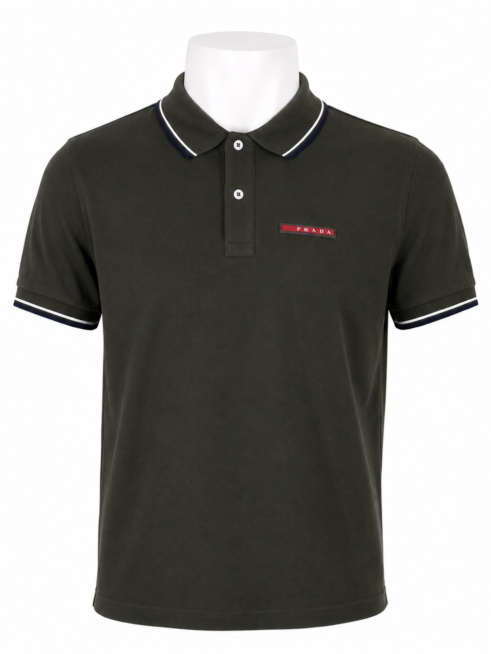 Size XL Authentic Prada Men’s Dark Green Piqué Cotton Logo Polo Shirt